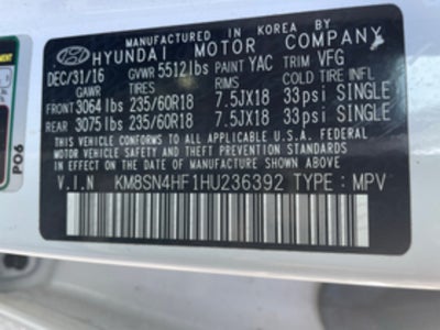 2017 Hyundai Santa Fe XL SE 3.3L Auto