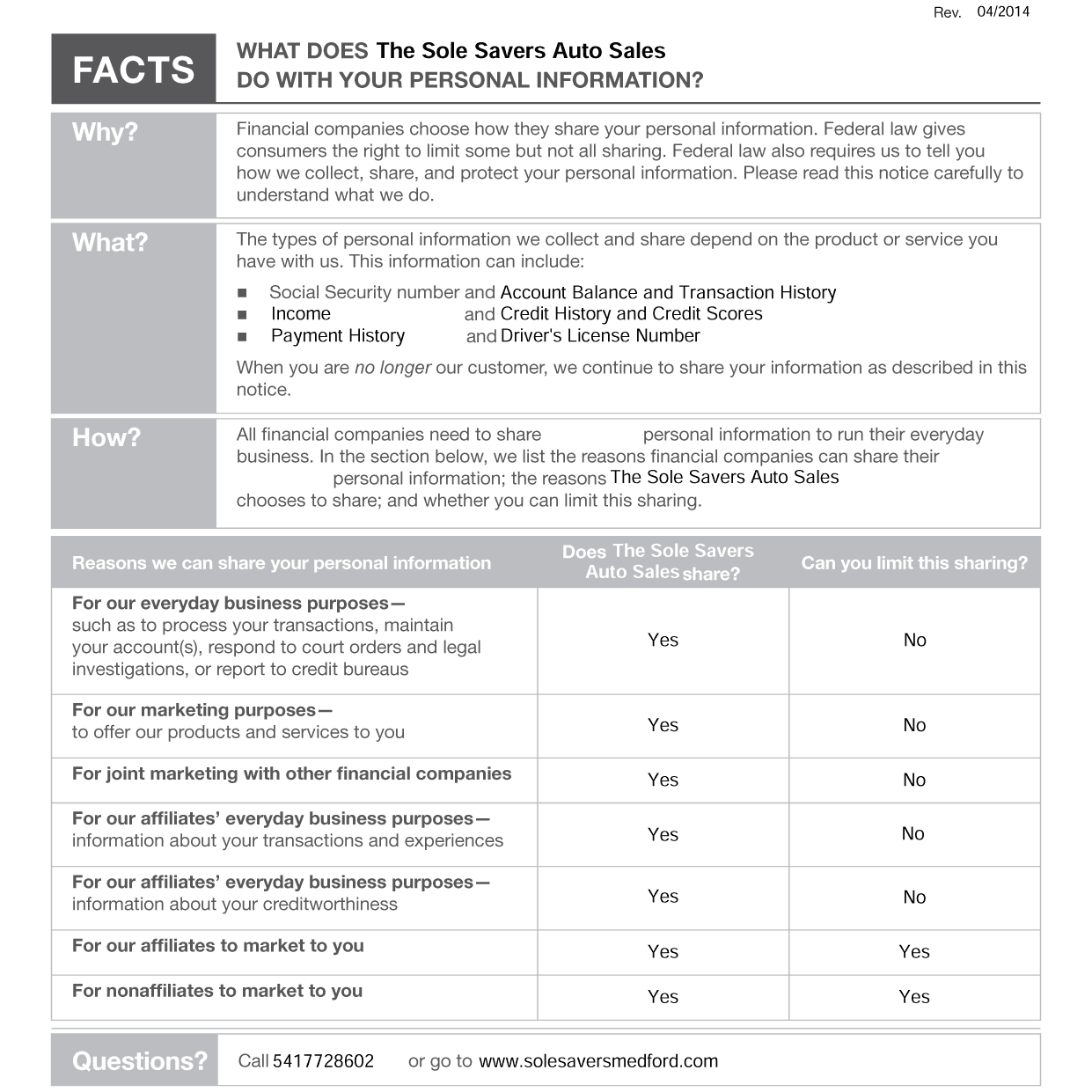 Privacy Policy page 1